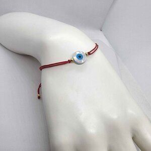 New Evil Eye Bracelet with Red String – Round Charm for Luck & Protection